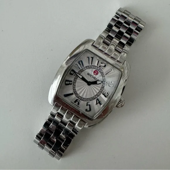 Michele Urban Mini Stainless Steel Watch with Diamond Detail - Picture 1 of 5